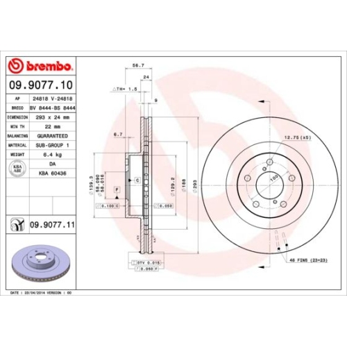 2X Brembo Bremsscheibe Vorderachse Prime Line - Uv Coated für Subaru