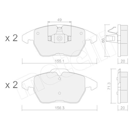 Bremsbelagsatz Scheibenbremse Metelli 22-0548-2 für Audi Skoda VW Vorderachse