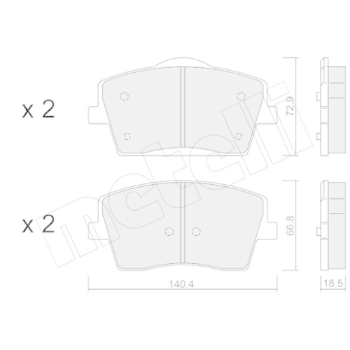 Bremsbelagsatz Scheibenbremse Metelli 22-1186-0 für Volvo Vorderachse