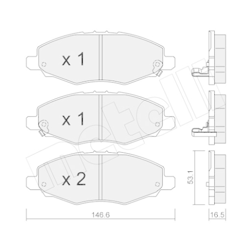 Bremsbelagsatz Scheibenbremse Metelli 22-0798-0 für Toyota Vorderachse