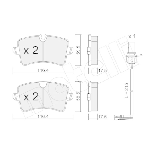 Bremsbelagsatz Scheibenbremse Metelli 22-0955-0K für Audi Hinterachse