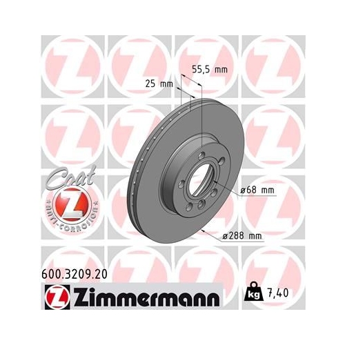 Zimmermann 2X Bremsscheibe Vorderachse Coat Z für Ford Vag