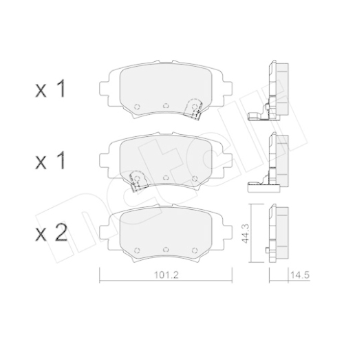 Bremsbelagsatz Scheibenbremse Metelli 22-0993-0 für Mazda Hinterachse