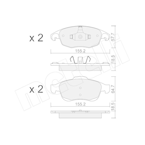 Bremsbelagsatz Scheibenbremse Metelli 22-0800-0 für Citroën Peugeot DS