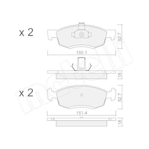 Bremsbelagsatz Scheibenbremse Metelli 22-0802-0 für Dacia Vorderachse