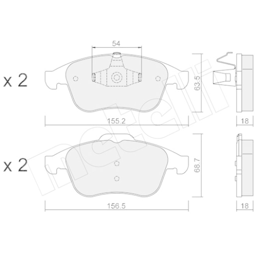 Bremsbelagsatz Scheibenbremse Metelli 22-0803-0 für Renault Vorderachse