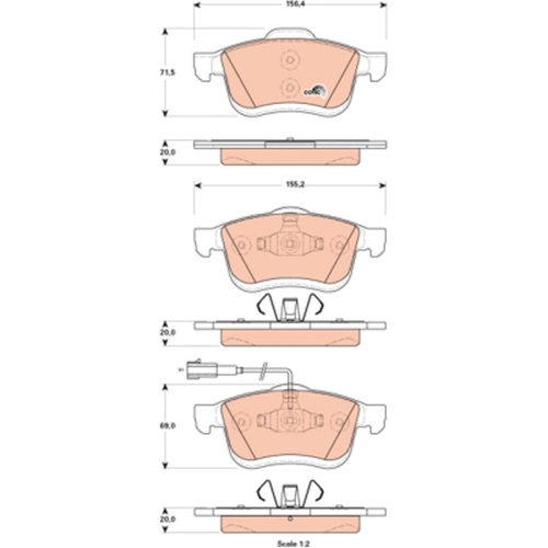 Bremsbelagsatz Scheibenbremse Trw GDB1864 Cotec für Fiat Opel Vauxhall