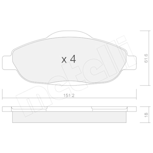 Bremsbelagsatz Scheibenbremse Metelli 22-0804-0 für Citroën Peugeot Vorderachse