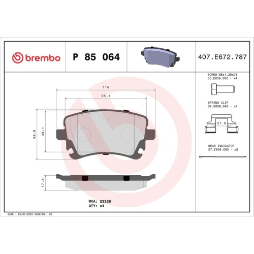 Bremsbelagsatz Scheibenbremse Brembo P85064 Prime Line für Audi Seat Skoda VW