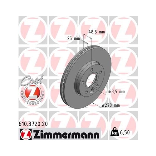 Zimmermann 2X Bremsscheibe Vorderachse Coat Z für Volvo