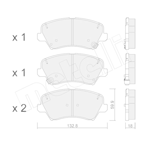 Bremsbelagsatz Scheibenbremse Metelli 22-0944-0 für Hyundai Kia Vorderachse