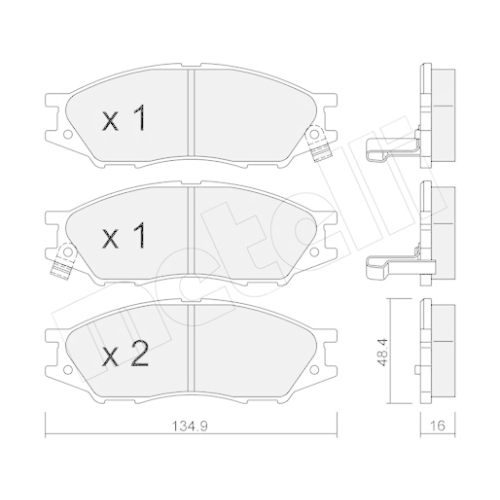 Bremsbelagsatz Scheibenbremse Metelli 22-0810-0 für Mazda Nissan Vorderachse