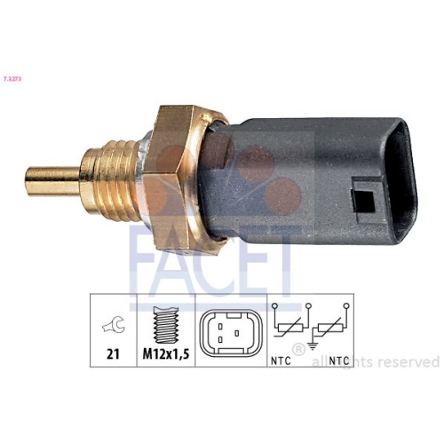 Sensor Kühlmitteltemperatur Facet 7.3273 Made In Italy - Oe Equivalent für Fiat