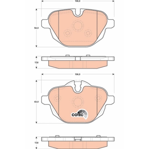 Bremsbelagsatz Scheibenbremse Trw GDB1840 Cotec für Bmw Bmw (brilliance)