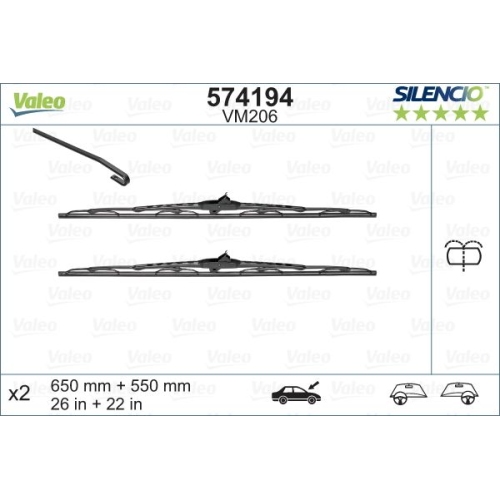 Wischblatt Valeo 574194 Silencio Conventional Set für Mercedes Benz Vorne