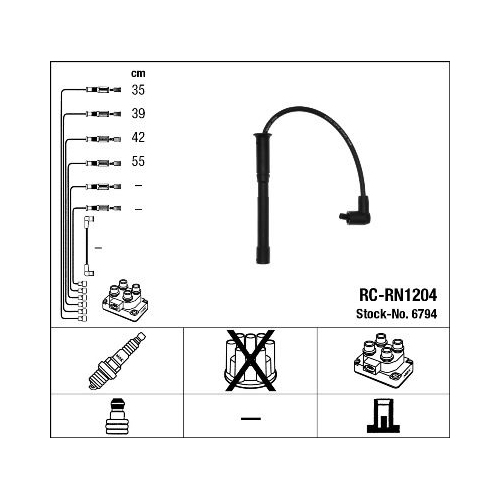 Ignition Cable Kit Ngk 6794 for Renault Dacia