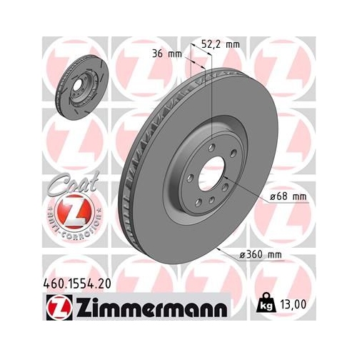 Zimmermann 1X Bremsscheibe Vorderachse Coat Z für Porsche Links