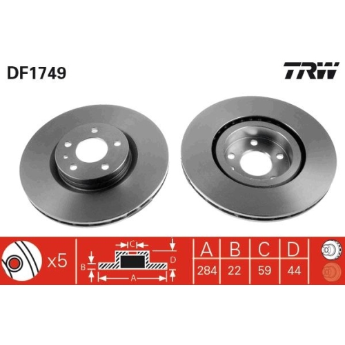 TRW 2X Bremsscheibe für Alfa Romeo Fiat Lancia Opel Vauxhall General Motors