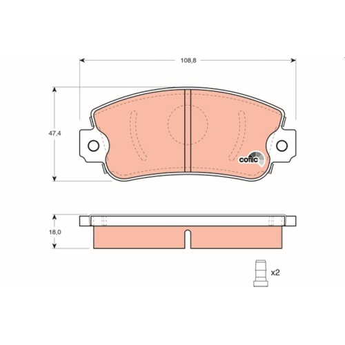 Bremsbelagsatz Scheibenbremse Trw GDB297 Cotec für Alfa Romeo Fiat Innocenti Fso