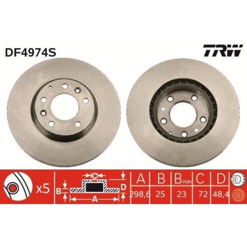 TRW 1X Bremsscheibe Vorderachse für Mazda Mazda (changan) Faw