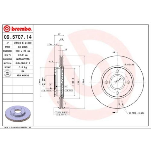 2X Brembo Bremsscheibe Vorderachse Prime Line für Ford Mercury Ford Usa