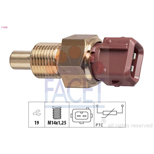 Sensor Kühlmitteltemperatur Facet 7.3308 Made In Italy - Oe Equivalent für Fiat