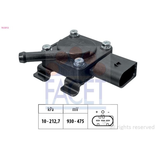 Sensor Abgasdruck Facet 10.3312 Made In Italy - Oe Equivalent für Bmw