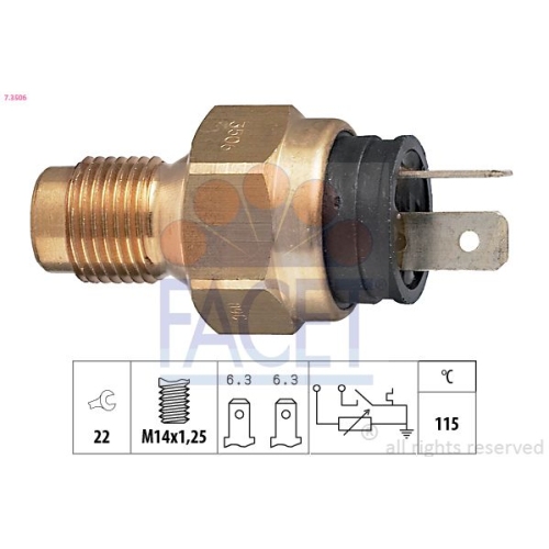 Sensor Kühlmitteltemperatur Facet 7.3506 Made In Italy - Oe Equivalent für Fiat