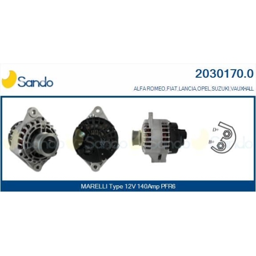 Generator Sando 2030170.0 für Alfa Romeo Fiat Opel Suzuki