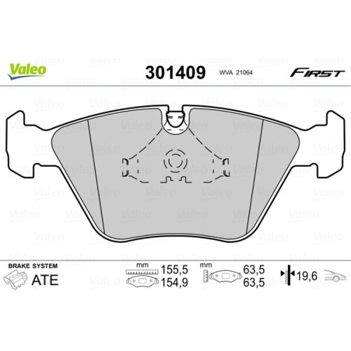 Bremsbelagsatz Scheibenbremse Valeo 301409 First für Bmw Vorderachse