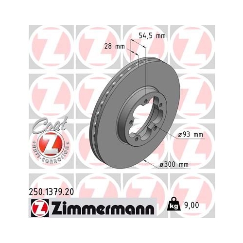 Zimmermann 2X Bremsscheibe Vorderachse Coat Z für Ford