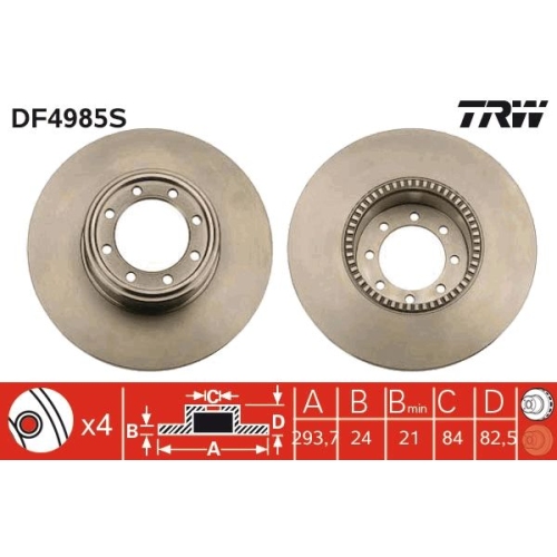 TRW 1X Bremsscheibe Hinterachse für Iveco