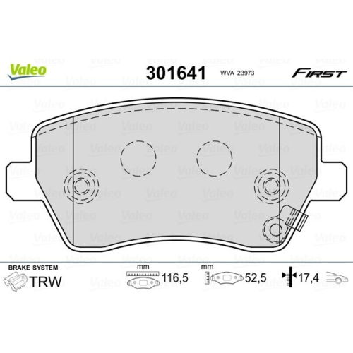 Bremsbelagsatz Scheibenbremse Valeo 301641 First für Lada Mercedes Benz Nissan