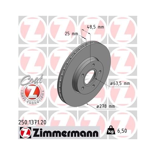 Zimmermann 2X Bremsscheibe Vorderachse Coat Z für Ford