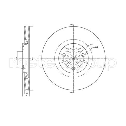 Metelli 2X Bremsscheibe Vorderachse für Audi Seat Skoda VW