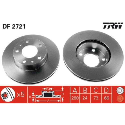 TRW 2X Bremsscheibe Vorderachse für Citroën Fiat Peugeot