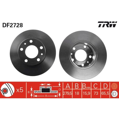 TRW 2X Bremsscheibe Vorderachse für Citroën Fiat Peugeot