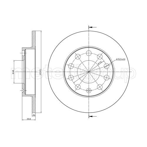 Metelli 2X Bremsscheibe Hinterachse für Audi Seat