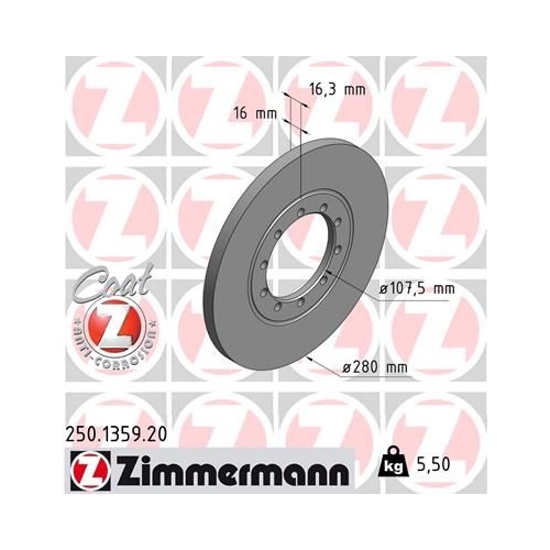 Zimmermann 2X Bremsscheibe Hinterachse Coat Z für Ford