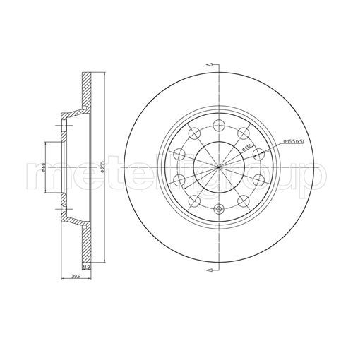 Metelli 2X Bremsscheibe Hinterachse für Audi Seat