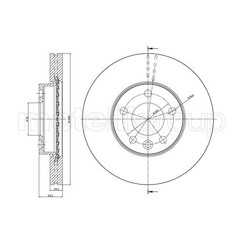 Metelli 1X Bremsscheibe Vorderachse für VW