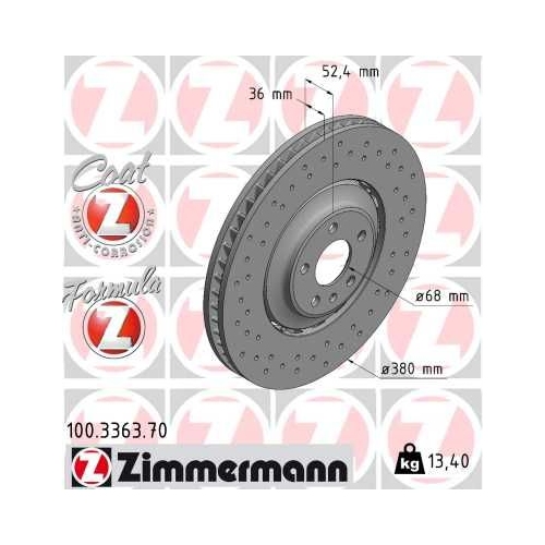 Zimmermann 1X Bremsscheibe Vorderachse Formula Z für Vag