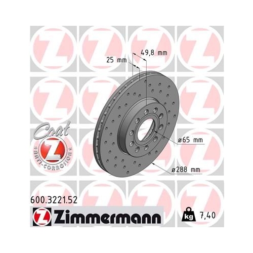 Zimmermann 2X Bremsscheibe Sport Z für Vag Audi (faw) Vw (faw) Vw (svw)