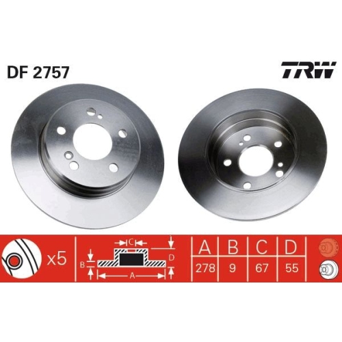 TRW 2X Bremsscheibe für Chrysler Mercedes Benz