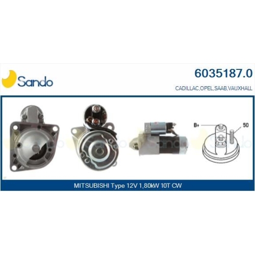 Starter Sando 6035187.0 für Fiat Mitsubishi Opel Vauxhall General Motors