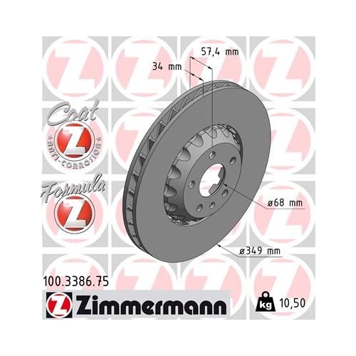 Zimmermann 1X Bremsscheibe Vorderachse Formula Z für Vag