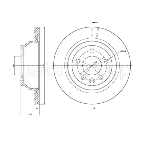 Metelli 2X Bremsscheibe Hinterachse für VW