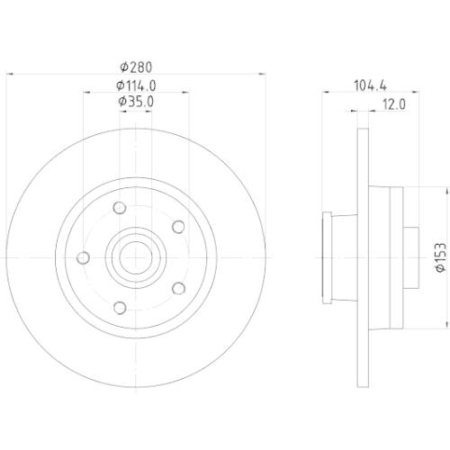 Hella Pagid 1X Bremsscheibe Pro für Fiat Nissan Renault Vauxhall