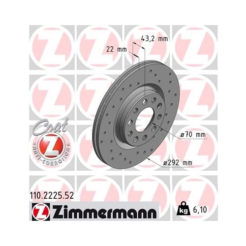 Zimmermann 2X Bremsscheibe Hinterachse Sport Z für Alfa Romeo