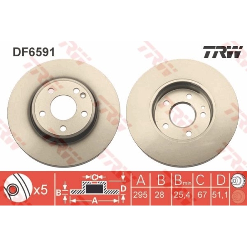 TRW 2X Bremsscheibe Vorderachse für Mercedes Benz